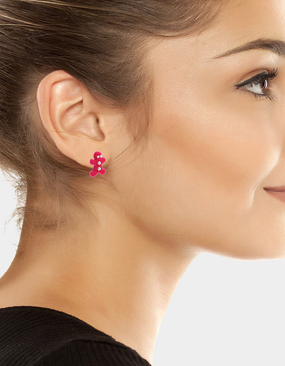 GINGERBREAD STUD EARRINGS PINK - Image 3