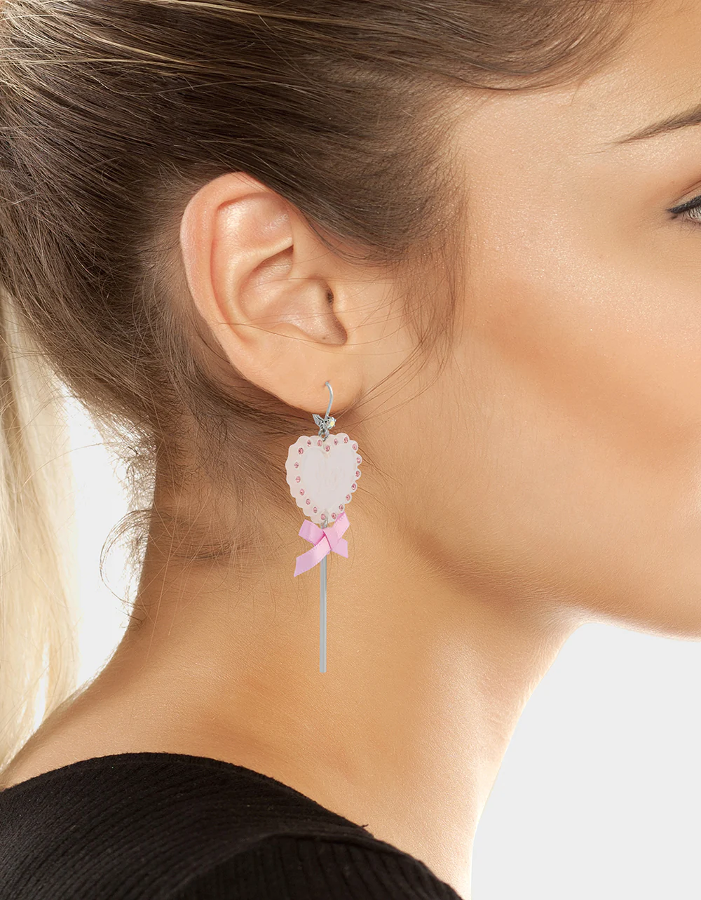 LOLLIPOP DROP EARRINGS LIGHT PINK - Image 3