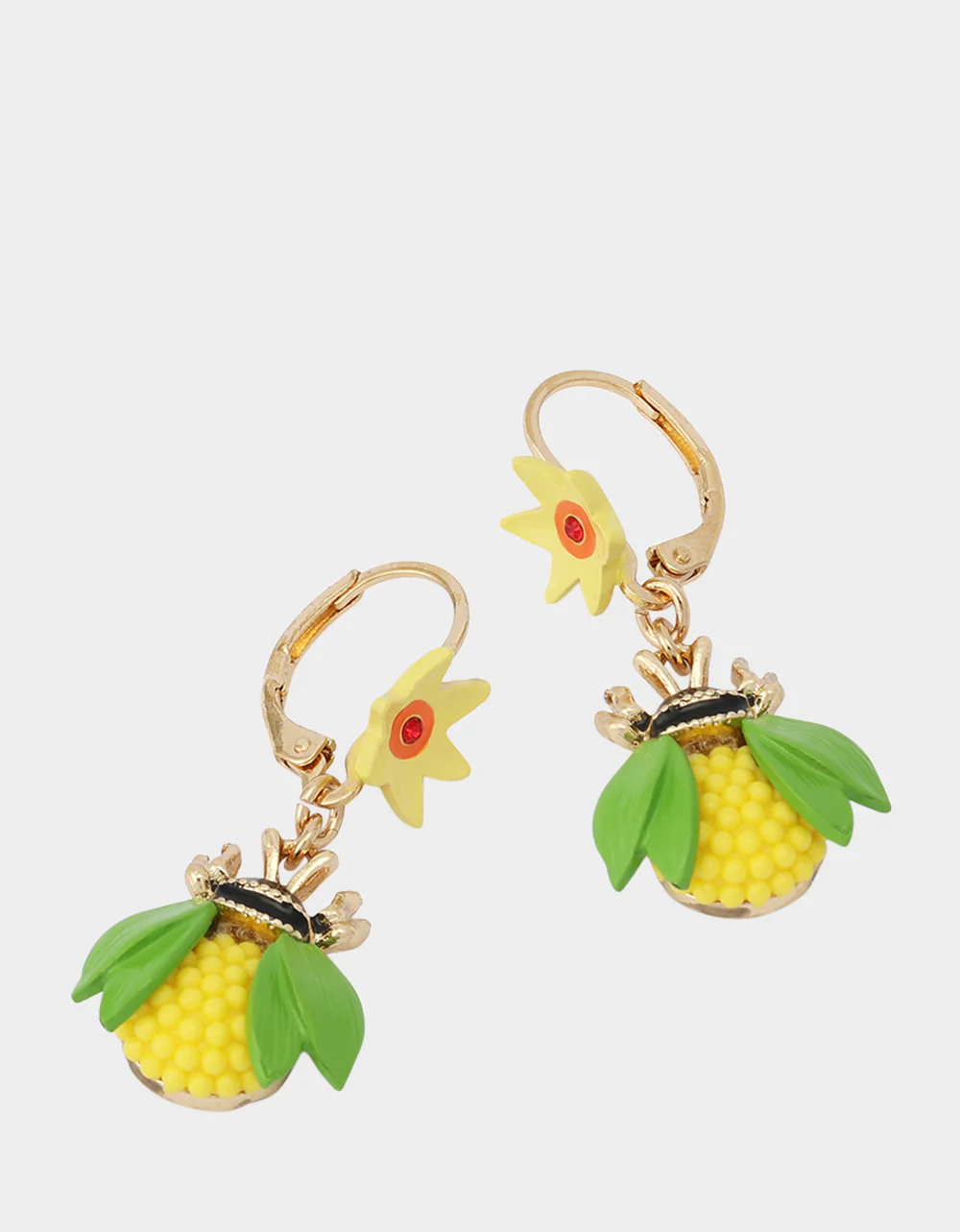 BEE FLOWER LEVER BACK EARRINGS YELLOW - Image 2