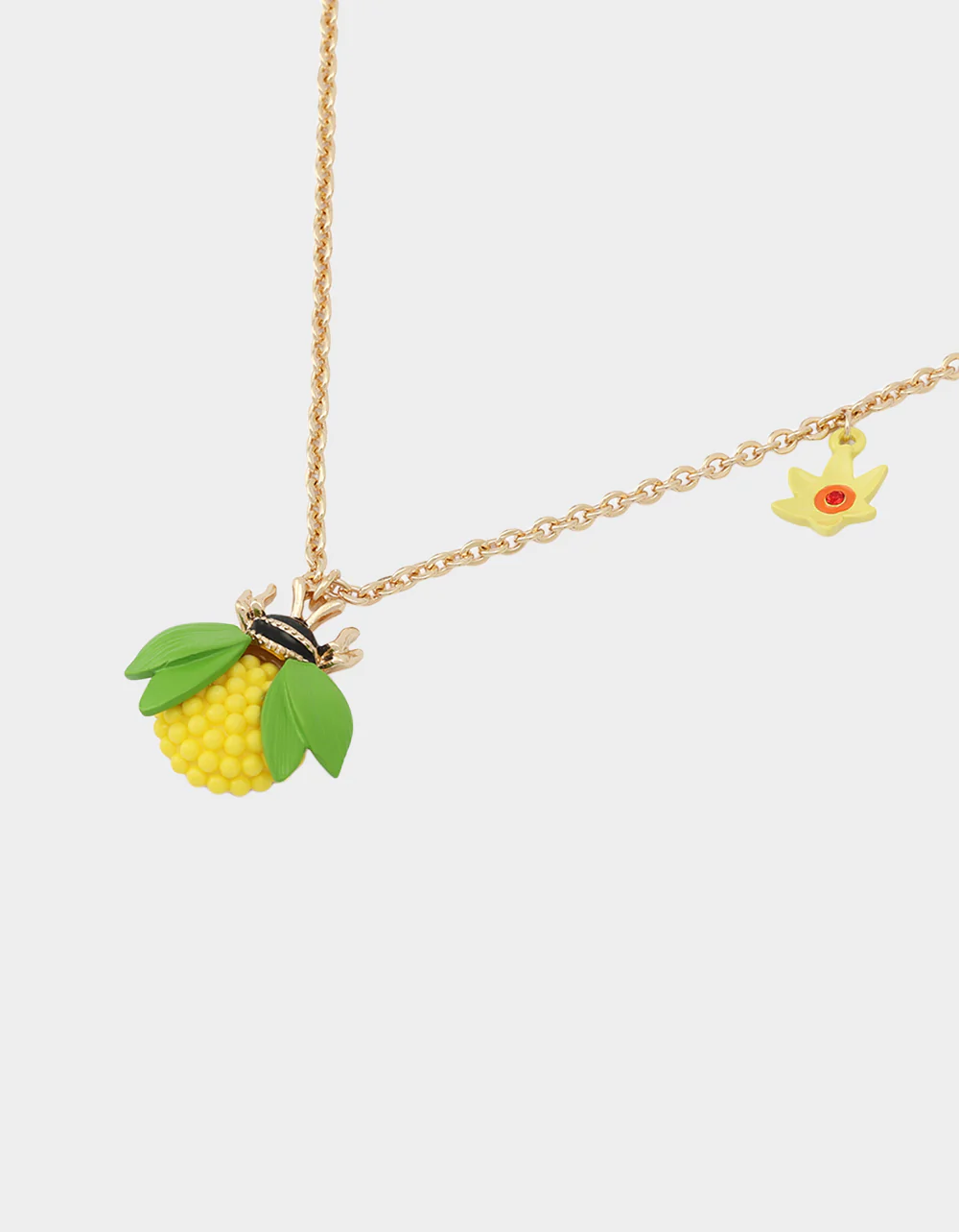 BEE FLOWER SHORT PENDANT NECKLACE YELLOW - Image 2