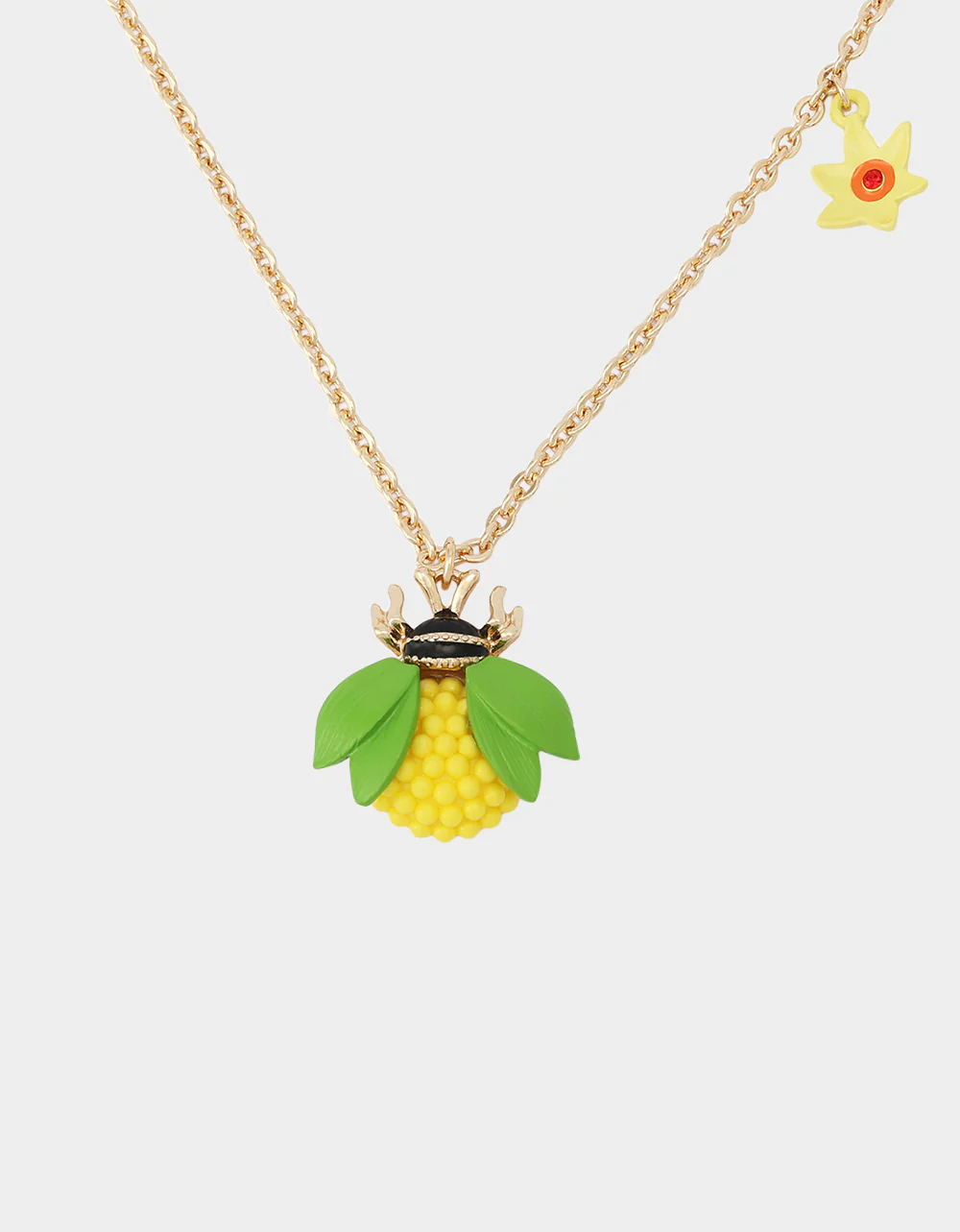BEE FLOWER SHORT PENDANT NECKLACE YELLOW - Image 3
