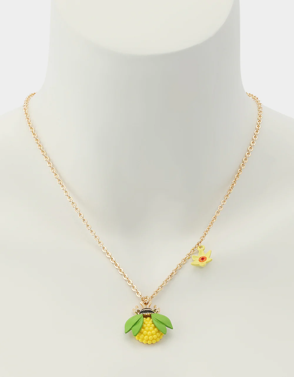 BEE FLOWER SHORT PENDANT NECKLACE YELLOW - Image 4