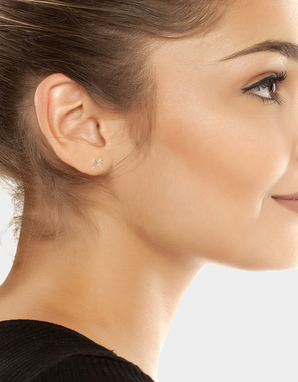 BOW STUD EARRINGS GOLD - Image 3