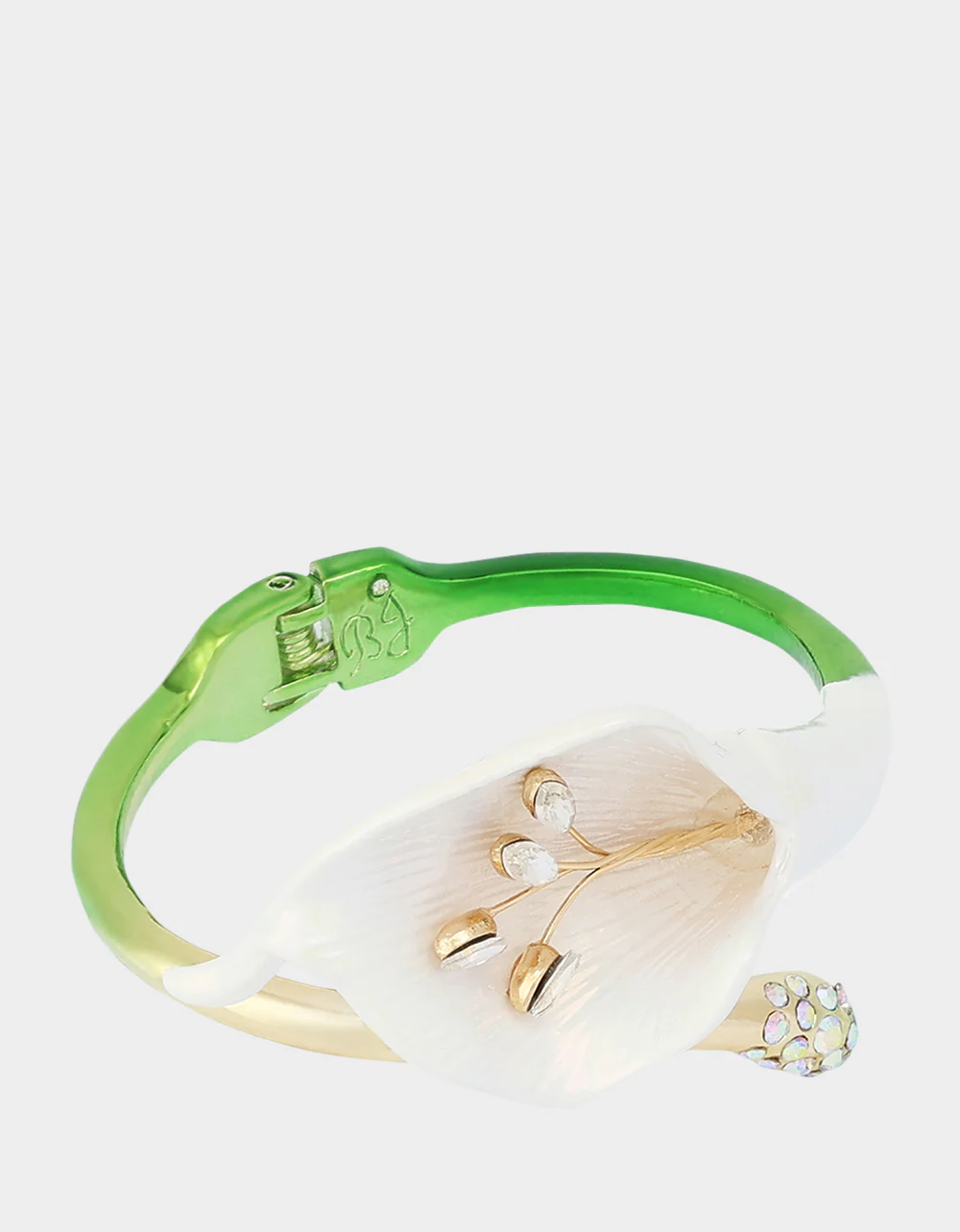 CALLA LILY BYPASS BANGLE BRACELET GREEN - Image 2