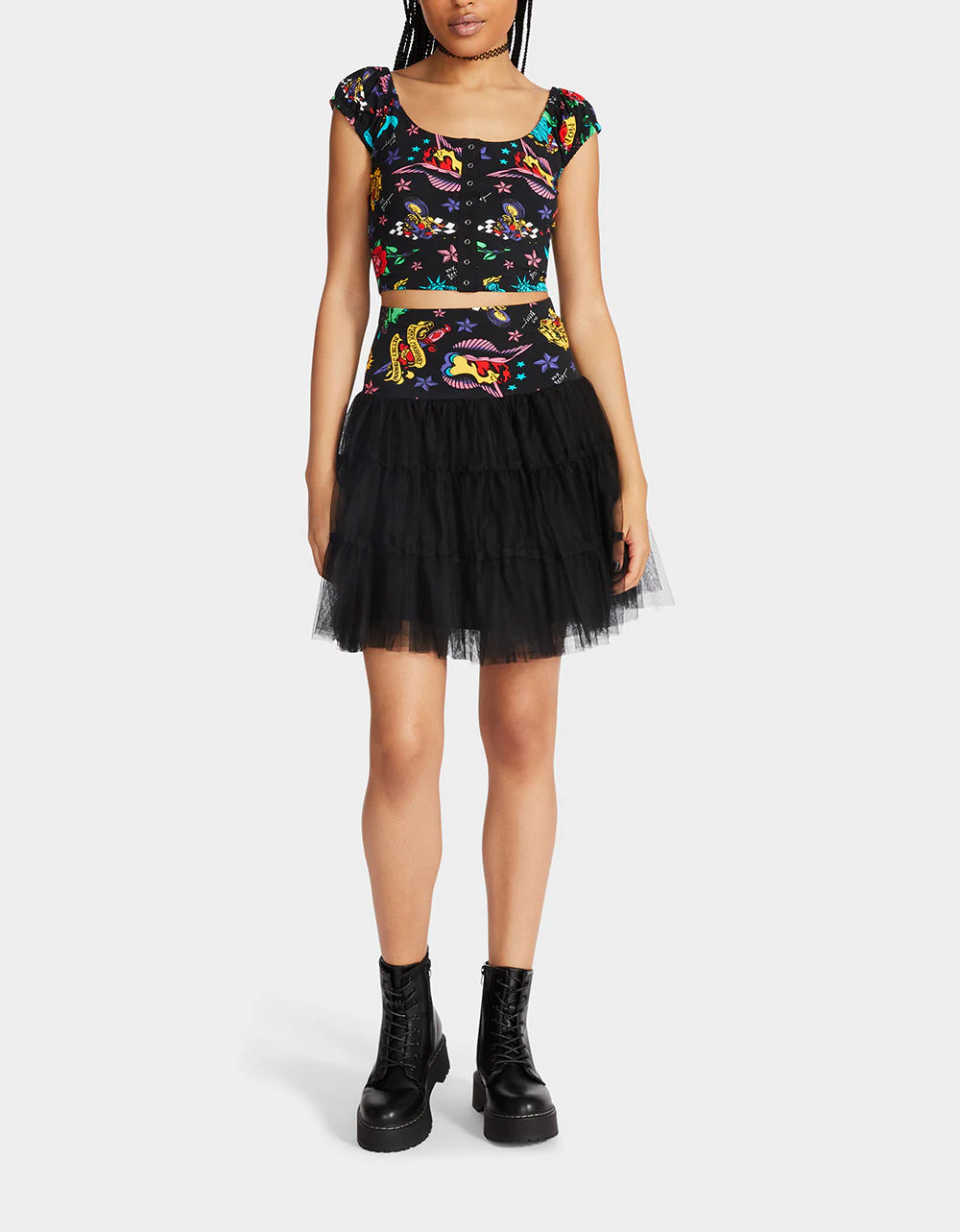 80TH BASH CROPPED PUFF SLEEVE TOP TATTOO | RE:LUV - Image 6
