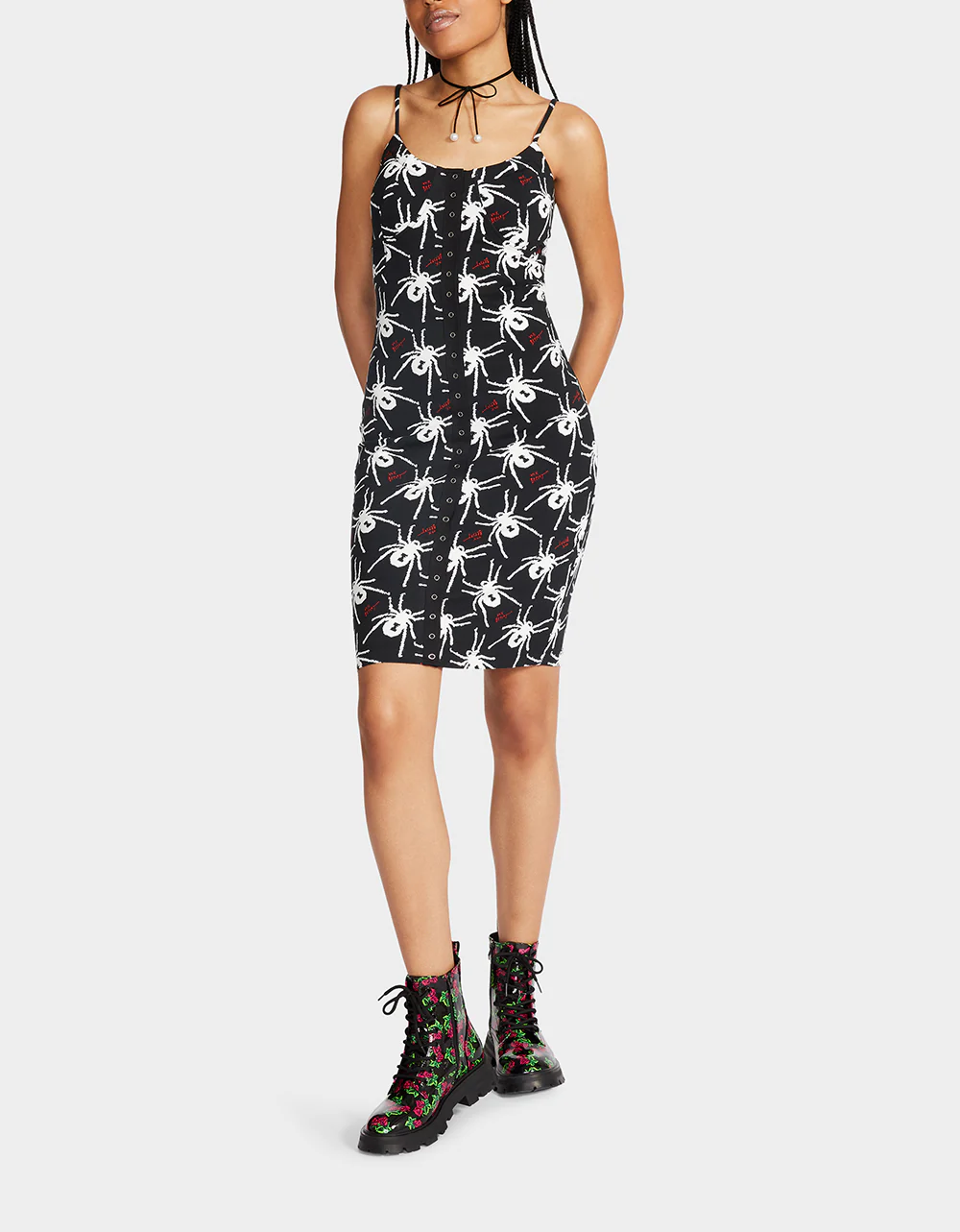 80TH BASH SNAP FRONT SLIP DRESS BLACK/WHITE | RE:LUV