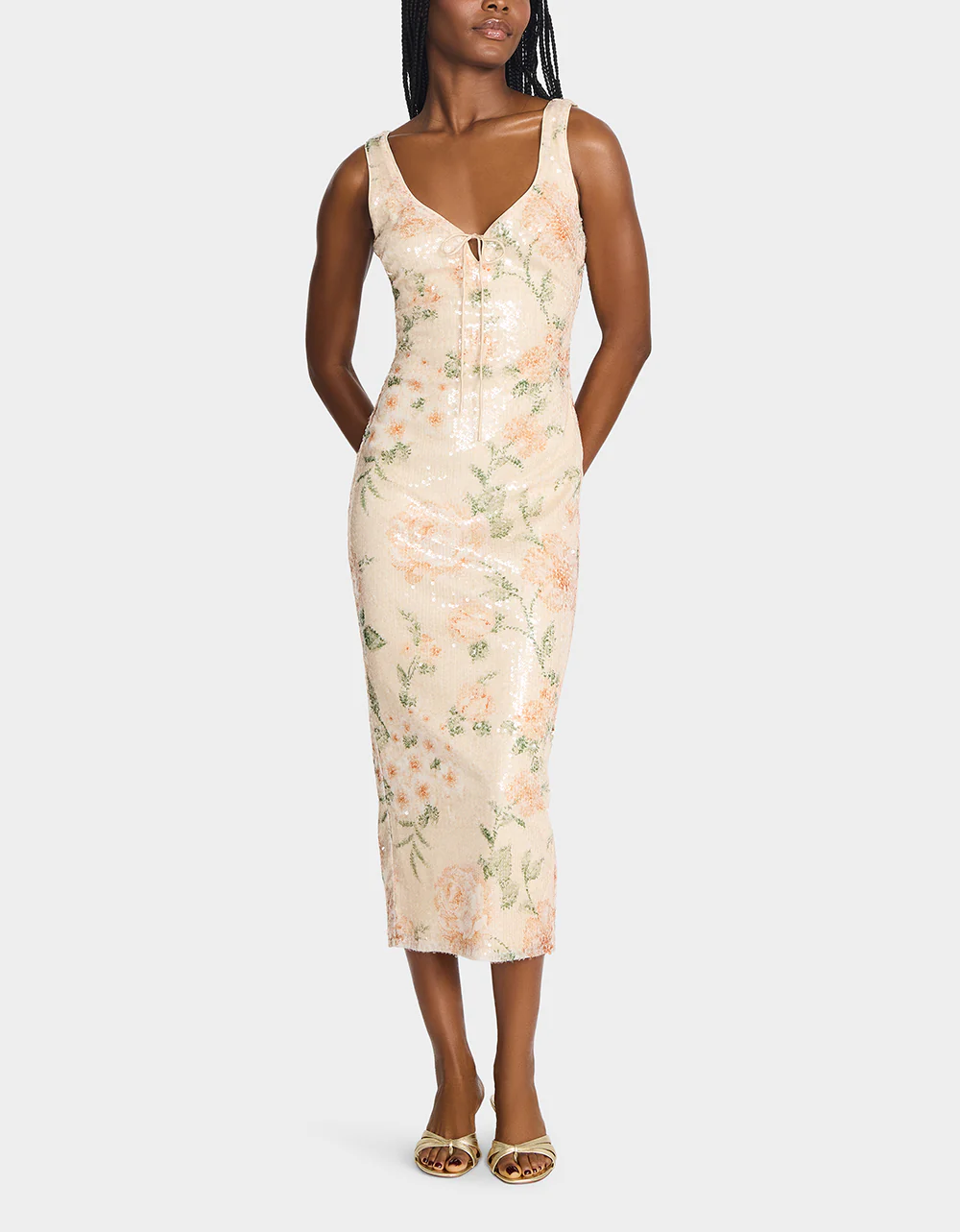 APRICOT HAZE DRESS BLURRY FLORAL - Image 4