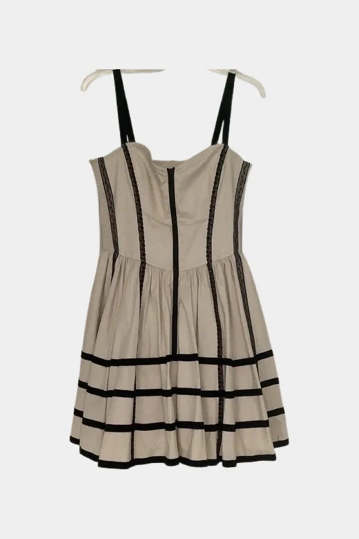 Betsey Johnson Cream/Ivory Corset Dress w/ Black Accents Sz 10 EUC | RE:LUV
