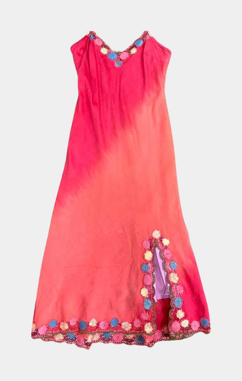 Floral Lace Trim Ombr Midi Dress | RE:LUV