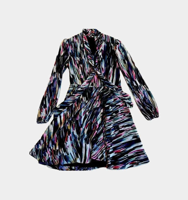 Multi-Color Tie Neck Dress | RE:LUV