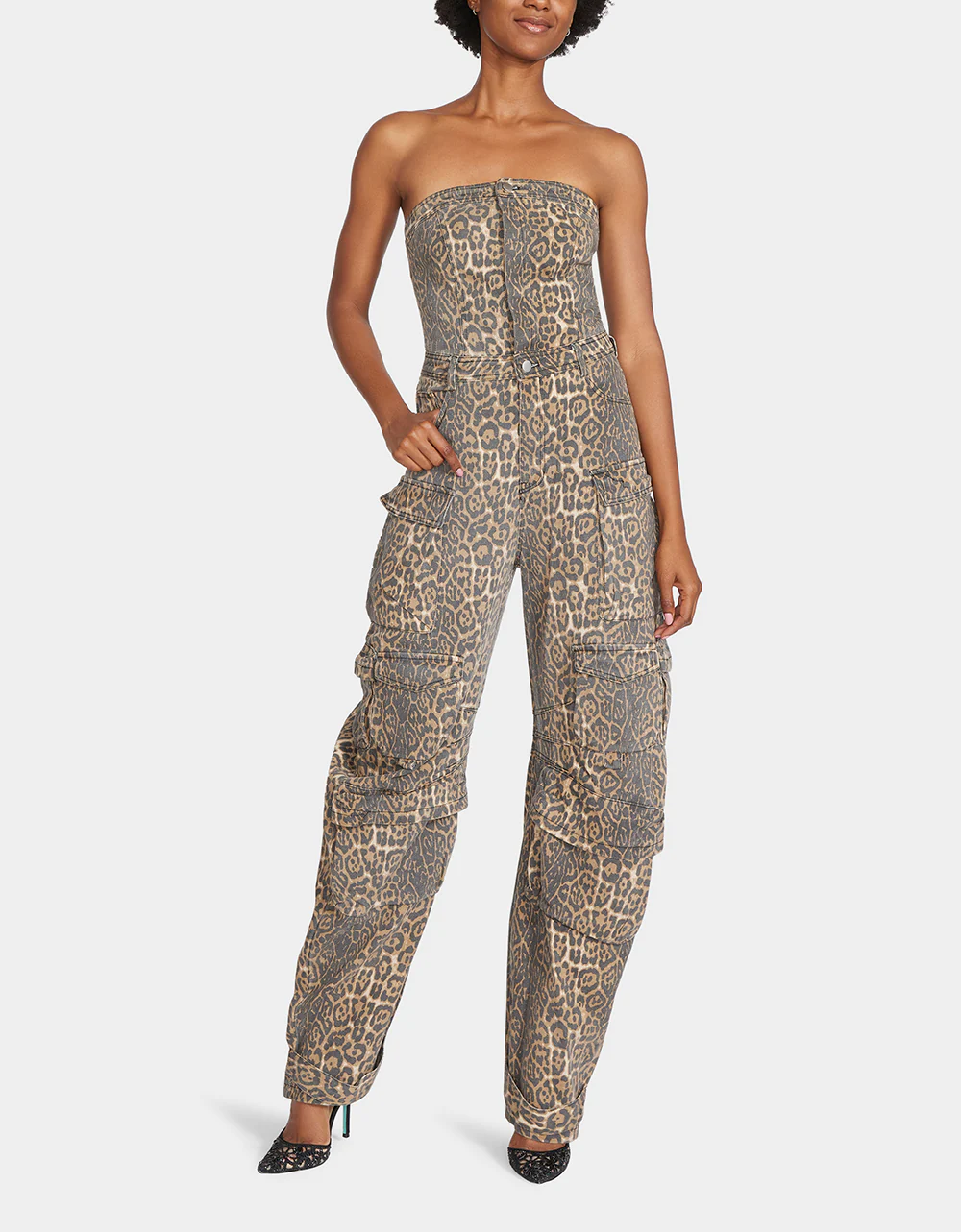 GINA CARGO JUMPSUIT LEOPARD